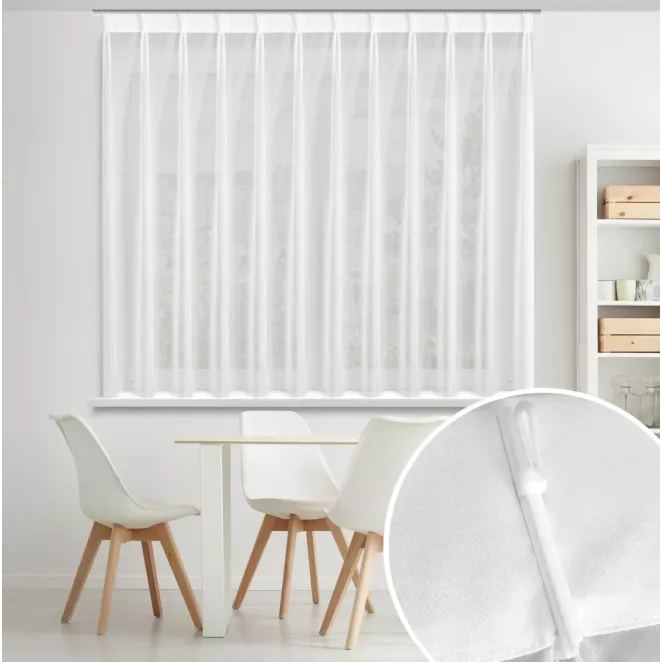 Firana biała z gładkiego woalu 230x170 cm (wymiar podany na gotowo) system flex - LUCY