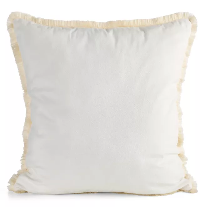 Poszewka na poduszkę 45x45 cm z ozdobnymi frędzlami kremowa AMY