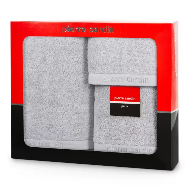 Zestaw ręczników bawełnianych na prezent 3 szt kolor srebrny 430 g/m2 EVI Pierre Cardin