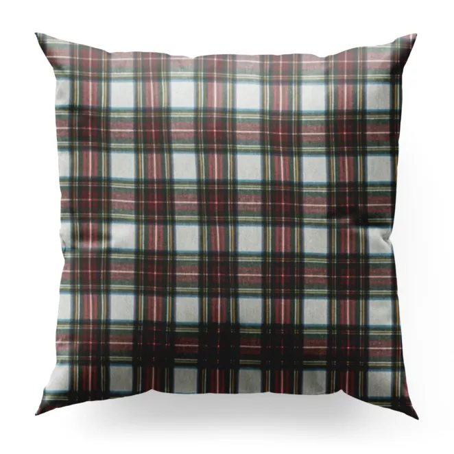 Poszewka szyta biało czerwona z delikatnej tkaniny w kratkę