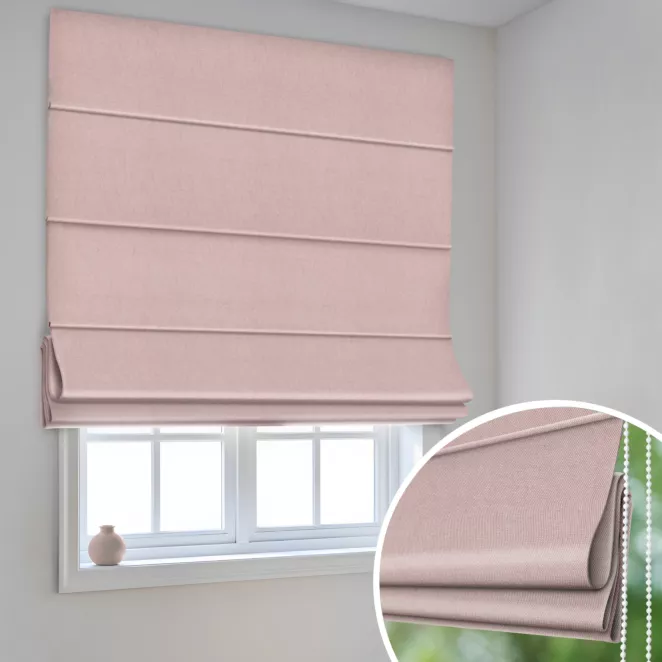 Roleta rzymska ciemnoróżowa z miękkiej tkaniny o welurowej strukturze
