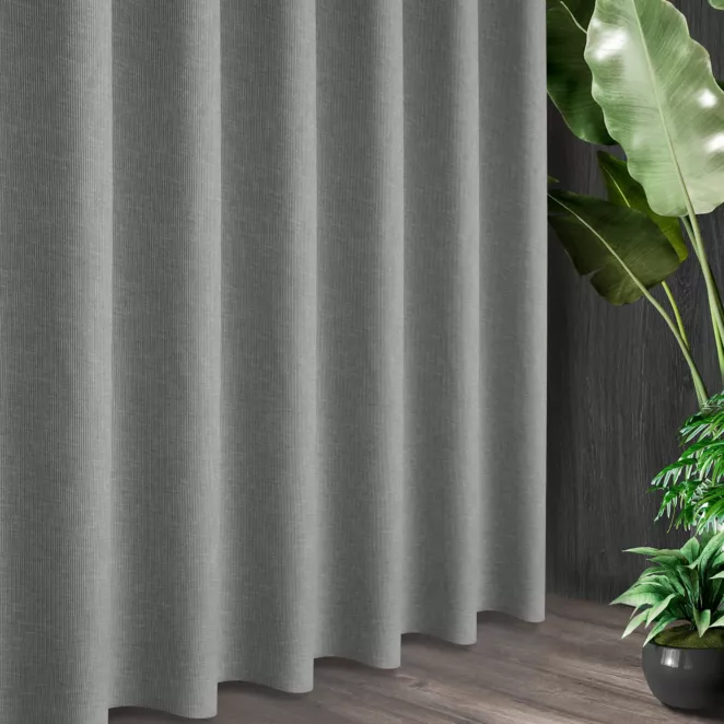 Tkanina zasłonowa w stylu eko, miękka w dotyku z ozdobnym splotem