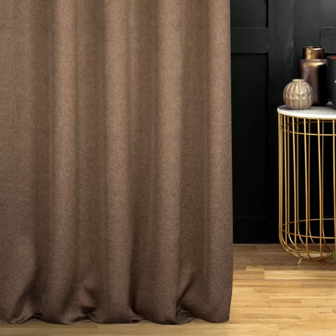 Zasłona szyta na taśmie 5 cm miedziana z eleganckiej błyszczącej tkaniny