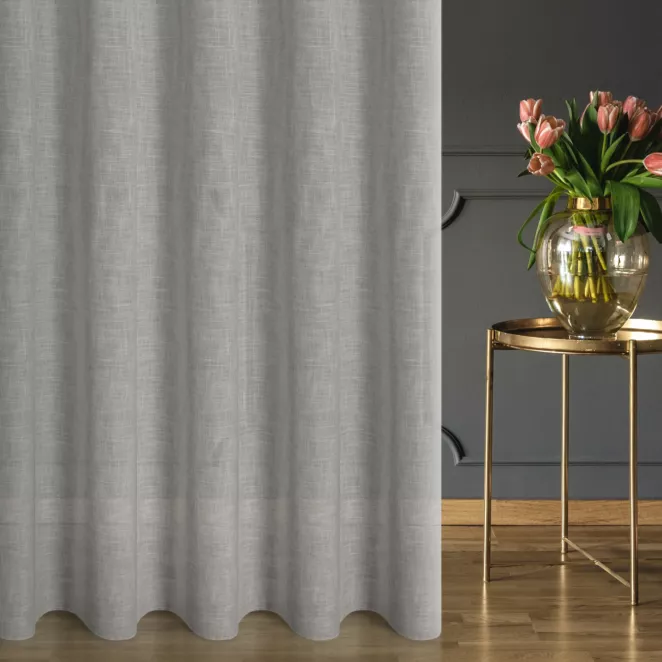 Zasłona szyta na taśmie 5 cm naturalno beżowa z tkaniny w stylu eko z domieszką lnu