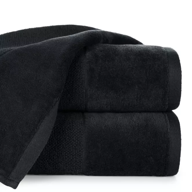 Ręcznik do rąk 30x50 cm bawełniany kolor czarny zdobiony welwetową bordiurą  500 g/m2 FERO