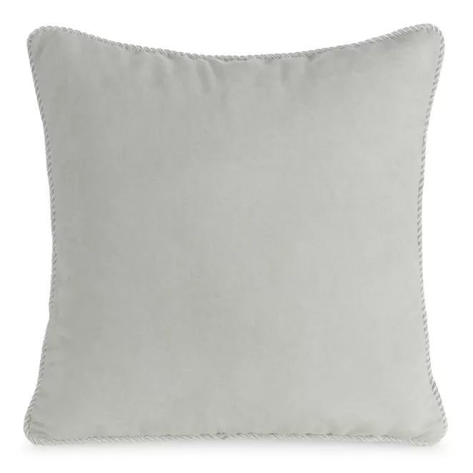 Poszewka na poduszkę 45x45 cm kremowa z welwetu zdobiona ozdobnym sznurem na brzegach BEA