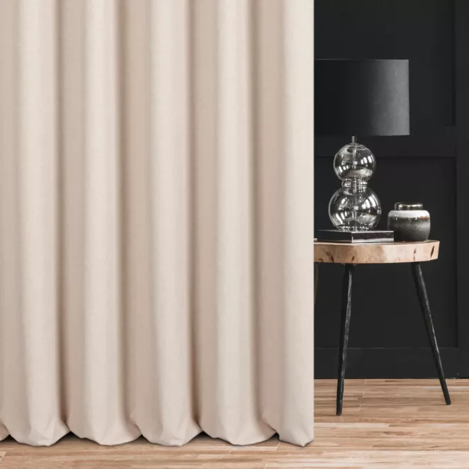 Zasłona szyta na taśmie 5 cm naturalna z tkaniny obiciowej z efektem melanżu