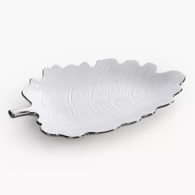 Patera dekoracyjna z glinki ceramicznej w kształcie liścia ALMA 1