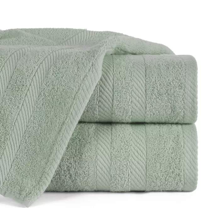 Ręcznik kąpielowy 100x150 cm bawełniany kolor jasnomiętowy z ozdobną bordiurą 500 g/m2 MILO