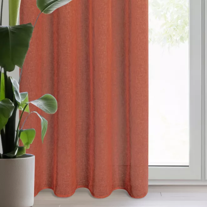 Zasłona ruda o strukturze deszczyku z etaminy 140x250 cm przelotka - ANGELIKA