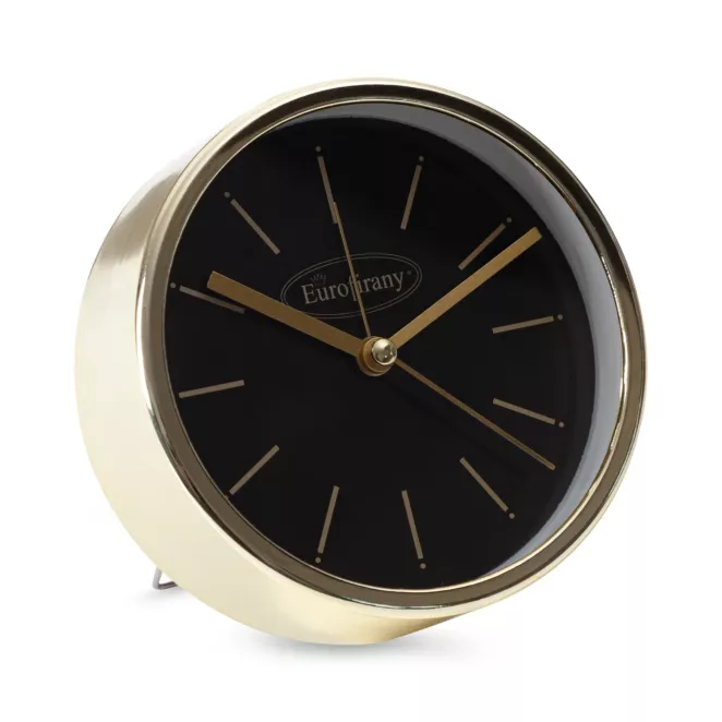 Dekoracyjny zegar stołowy z logo EUROFIRANY czarno-złoty