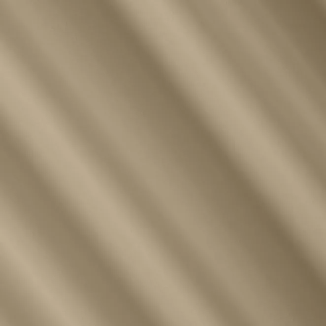 L148/2 Zasłona szyta na taśmie 5 cm ciemnokremowa z gładkiej tkaniny zaciemniającej typu dimout wykończona obciążnikiem