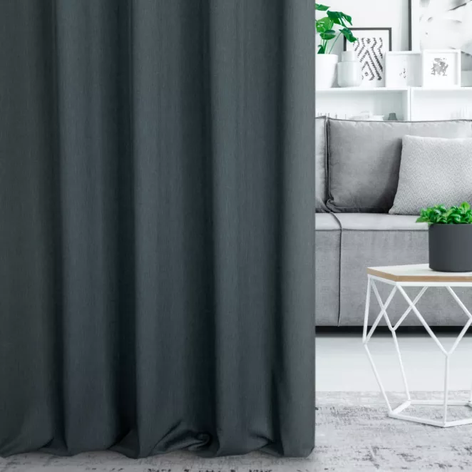 Zasłona szyta na taśmie 5 cm grafitowa z miękkiej tkaniny z efektem melanżu