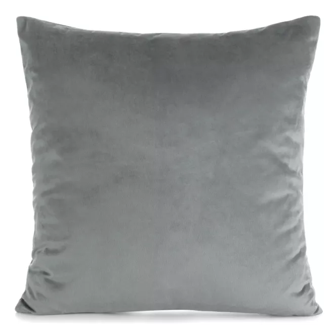 Poszewka na poduszkę 45x45 cm welwetowa, gładka grafitowa o delikatnym połysku GAJA 1
