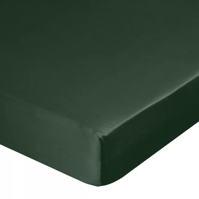 Prześcieradło z gumką 100x200 cm z satyny bawełnianej kolor ciemnozielony 125 g/m2 DINA Diva Line