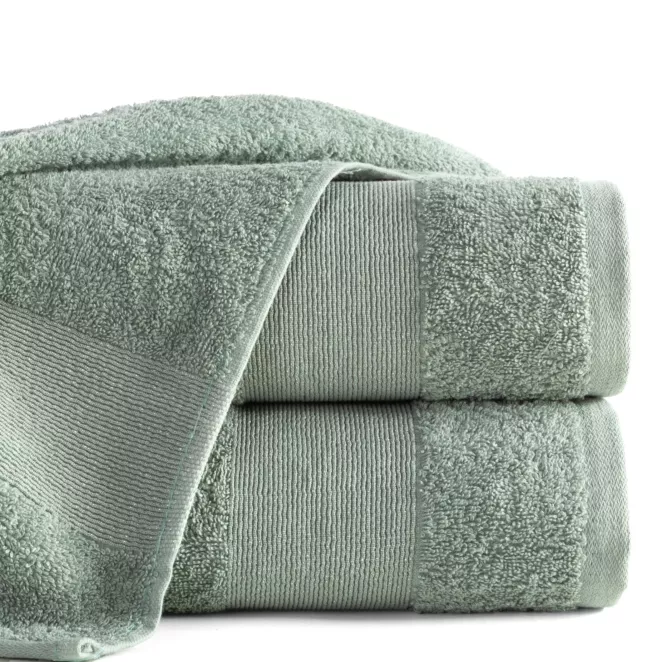 Ręcznik do rąk 30x50 cm bawełniany kolor miętowy z ozdobną błyszczącą bordiurą 500 g/m2 ZOJA
