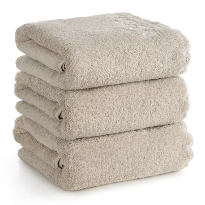 Ręcznik do rąk 30x50 cm bawełniany kolor beżowy z haftem ELARA - kolekcja FOREST SUMMER