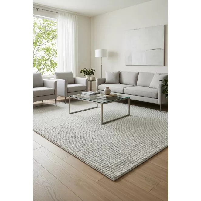 Dywan 60x100 cm srebrny o gęstym pętelkowym splocie PORTO2