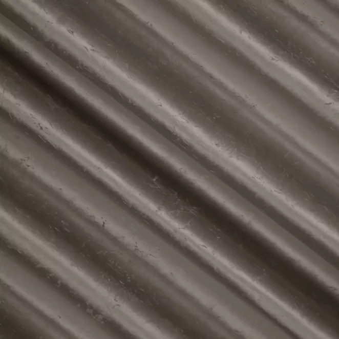 E116/6 Zasłona szyta na taśmie 5 cm popielata z miękkiej tkaniny welwetowej z efektem kreszowania, wykończona obciążnikiem