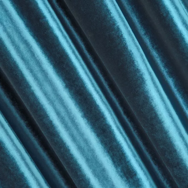 M224/2 Zasłona szyta na taśmie 5 cm SAFARI ciemnoturkusowa z miękkiej welwetowej tkaniny z połyskiem