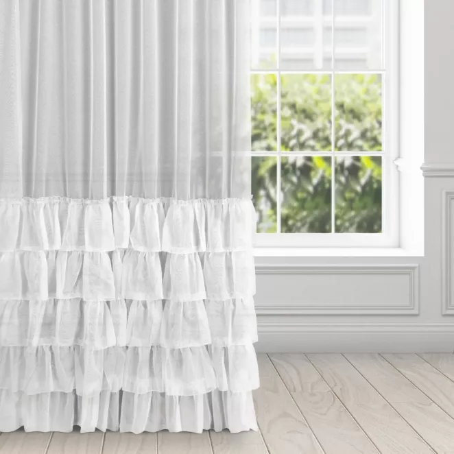 Firana biała z markizety z pięcioma falbanami 140x270 cm taśma CHARLOTTE 2