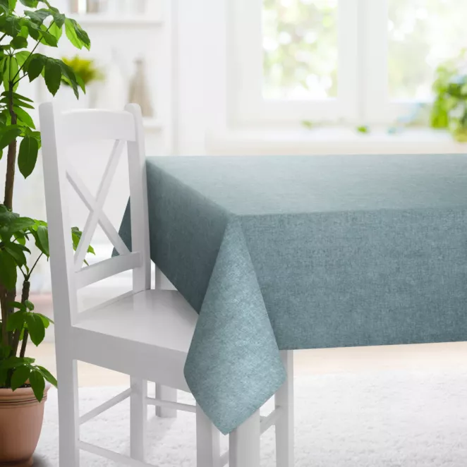 Obrus szyty BRIANNA turkusowy miękka szenilowa o wyraźnym splocie i lekkim połysku