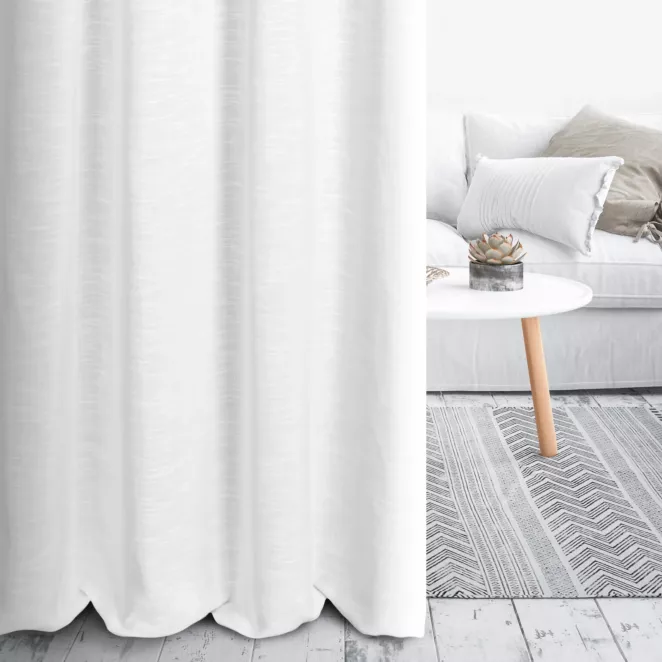 Zasłona szyta na taśmie 5 cm biała z tkaniny typu eko