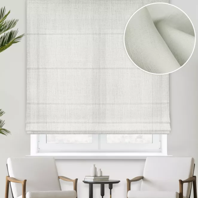 Roleta rzymska naturalna z grubszej żorżety wykończonej obciążnikiem