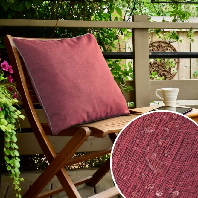 Poszewka na poduszkę 45x45 cm z gładkiej tkaniny wodoodpornej różowa idealna do ogrodu i na taras GARDEN 3