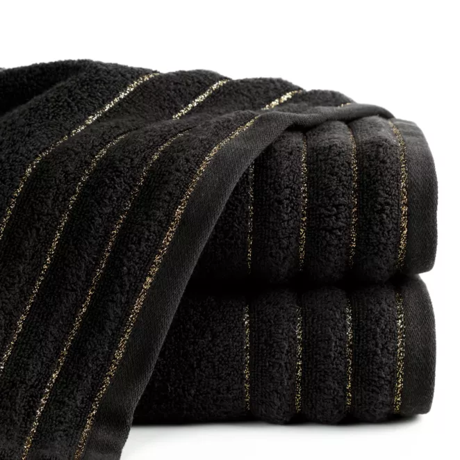 Ręcznik kąpielowy 50x90 cm bawełniany kolor czarny z błyszczącą bordiurą 500 g/m2 NADINE