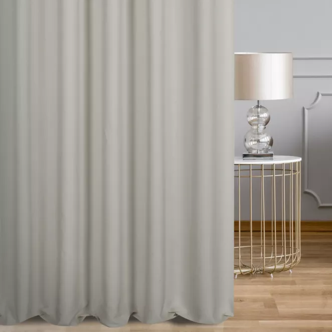 Zasłona szyta na taśmie 5 cm beżowa z szenilowej tkaniny