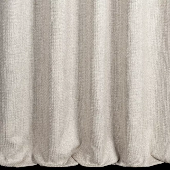 R223/2 Zasłona szyta na taśmie 5 cm beżowa z matowej tkaniny o grubym splocie z efektem melanżu