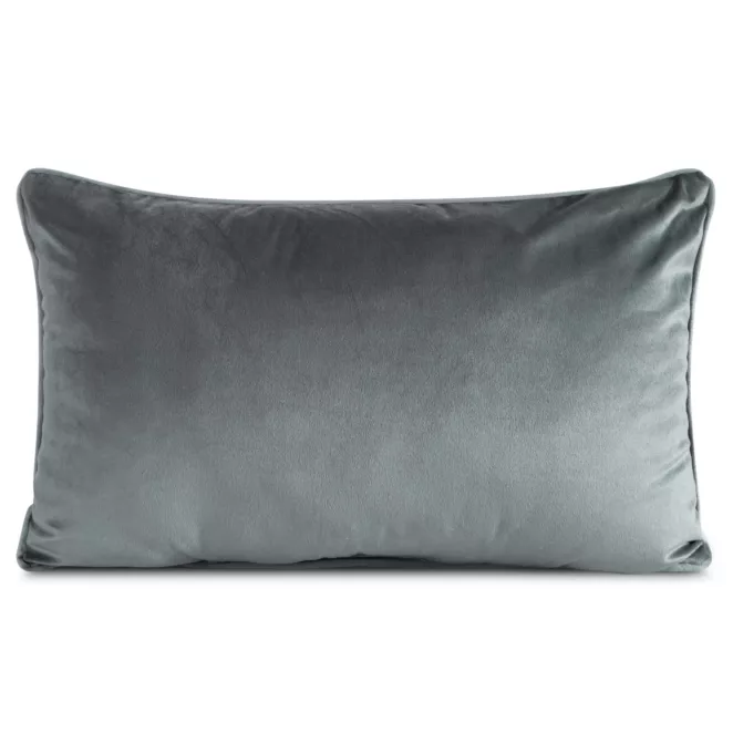 Poduszka 30 x 50 cm welwetowa grafitowa z kontrastującą lamówką GAJA 3