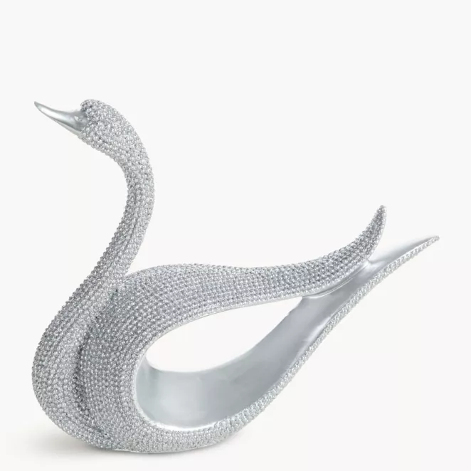 Figurka srebrna w kształcie łabędzia o drobnym strukturalnym wzorze 19x6x14 cm ELDO 1