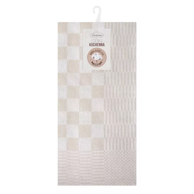 Komplet ściereczek kuchennych 2szt 50x70 cm bawełniany kolor beżowy zdobionych motywem szachownicy 200 g/m2 MAURO