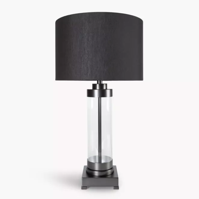 Lampa stołowa do pokoju czarna CLARA o prostej szklanej podstawie