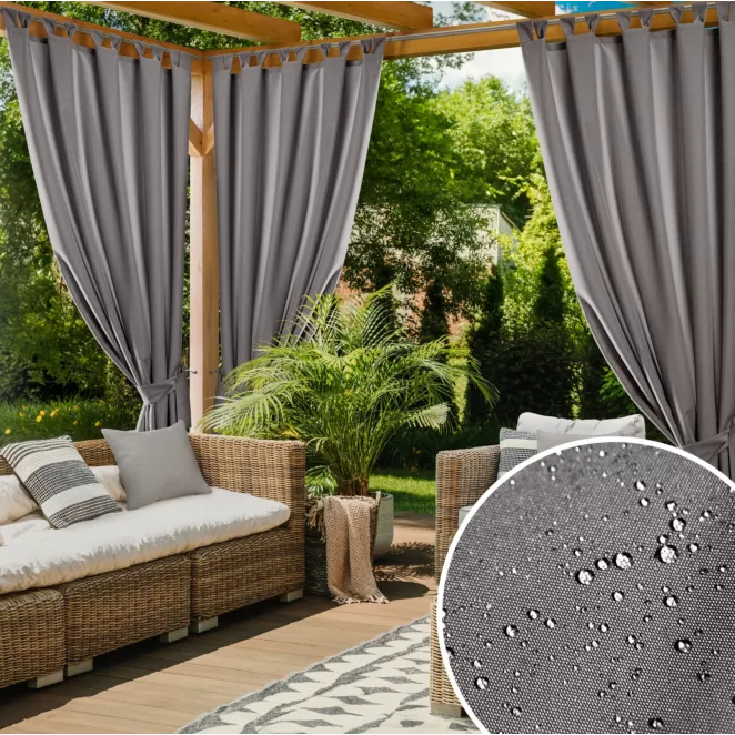 Zasłona stalowa z wodoodpornej tkaniny idealna do ogrodu i na taras 155x240 cm szelki/rzep - GARDEN