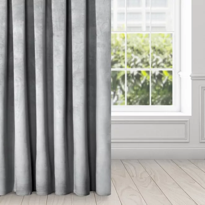 Zasłona szara z miękkiego welwetu 140x250 cm przelotka - SUZANA
