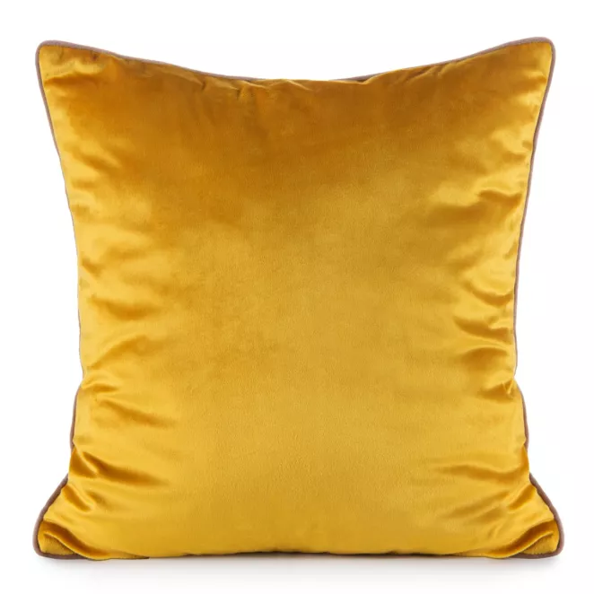 Poszewka na poduszkę 60x60 cm welwetowa kolor musztardowy o delikatnym połysku z ozdobną lamówką GAJA 2