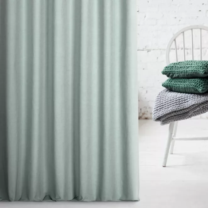 Zasłona szyta na taśmie 5 cm turkusowa z gładkiej tkaniny w stylu eko