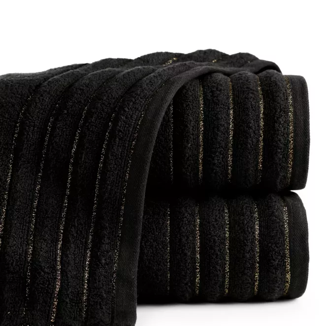 Ręcznik kąpielowy 70x140 cm bawełniany kolor czarny z błyszczącą bordiurą 500 g/m2 NADINE