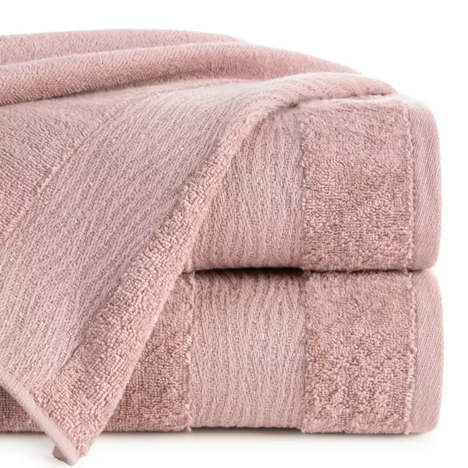 Ręcznik kąpielowy 50x90 cm bawełniany kolor pudrowy z błyszącą bordiurą AMBER