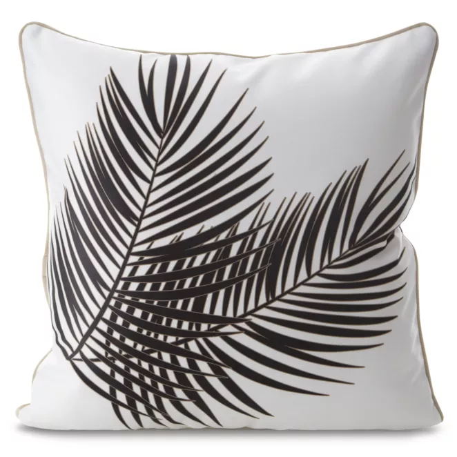 Poszewka na poduszkę 60x60 cm welwetowa, biało czarna z designerskim nadrukiem i wypustką na brzegach Eva Minge