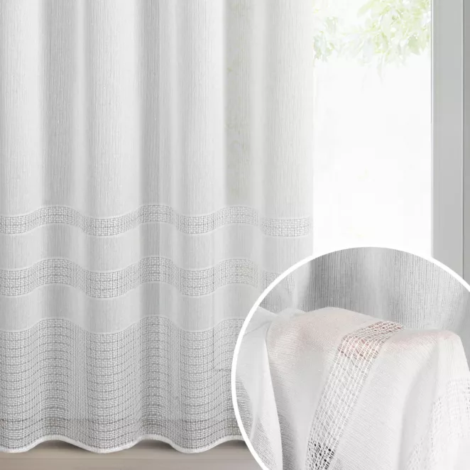 Firana biała z matowej siatki 140x250 cm przelotka - ELIRA