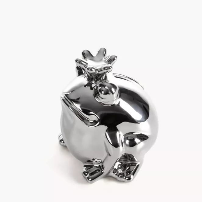 Figurka dekoracyjna żaba srebrna o wysokim połysku 10x9x10 cm FABIO