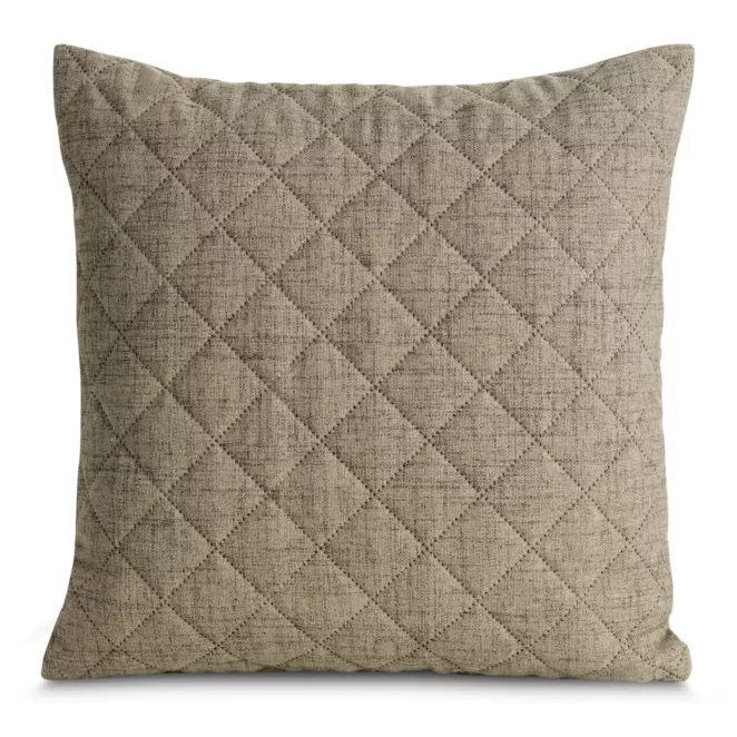 Poszewka na poduszkę 45x45 cm o strukturze lnu pikowana metodą hot press ciemnobeżowy LEN