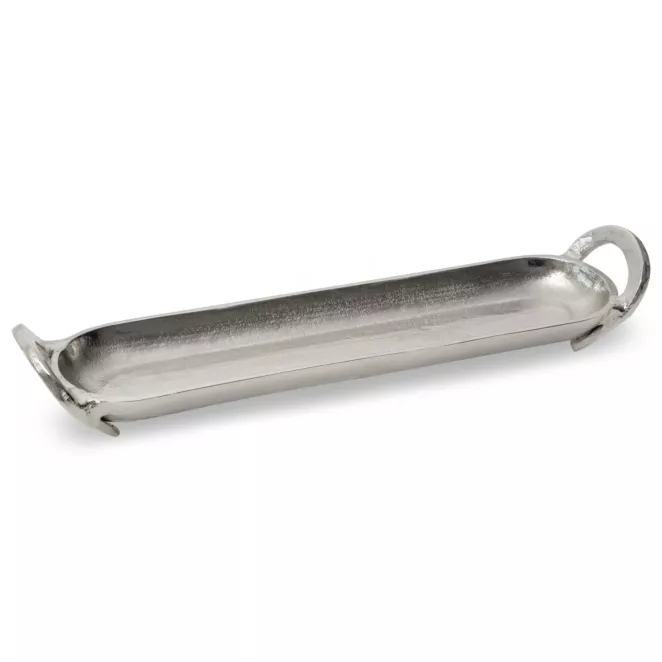 Patera metalowa SARA srebrna z uchwytami