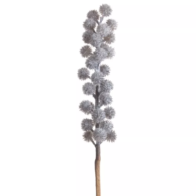 Zimowa gałązka z puszystymi kulkami i efektem szronu