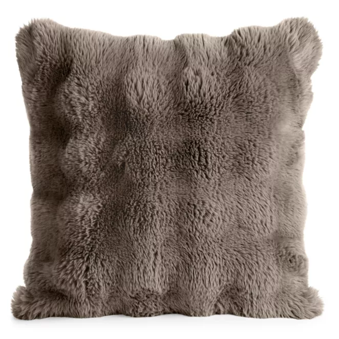 Poszewka na poduszkę 45x45 cm z futerka kolor beżowy zdobiona efektem 3D LILY