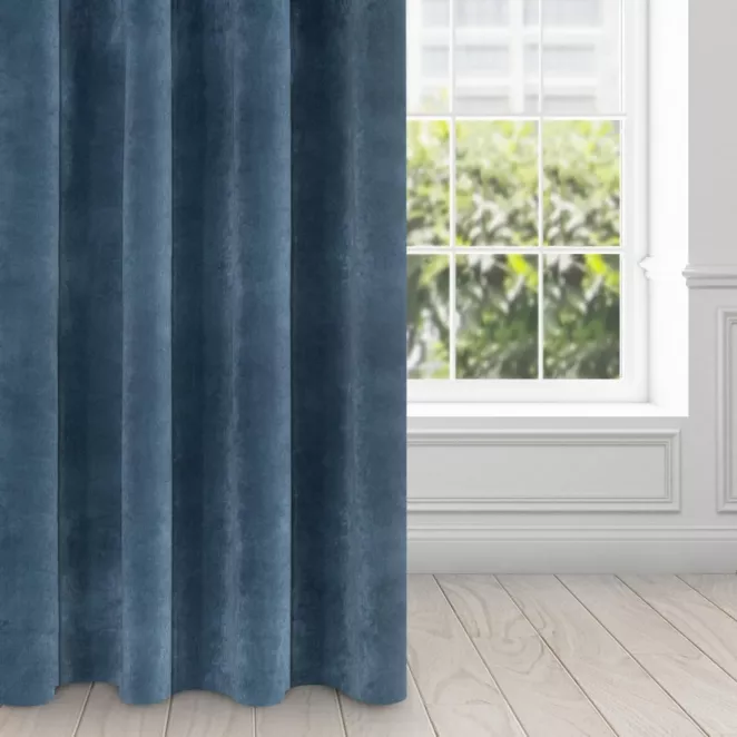 Zasłona granatowa z ekskluzywnego aksamitnego welwetu 290 g/m2 140x250 cm 10 szt. przelotek - VILLA